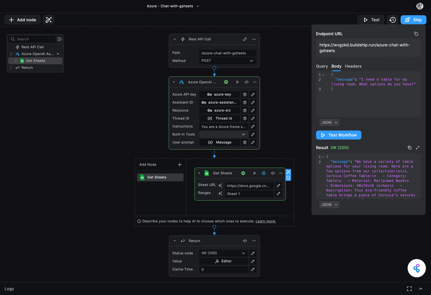 Azure OpenAI Assistant Node