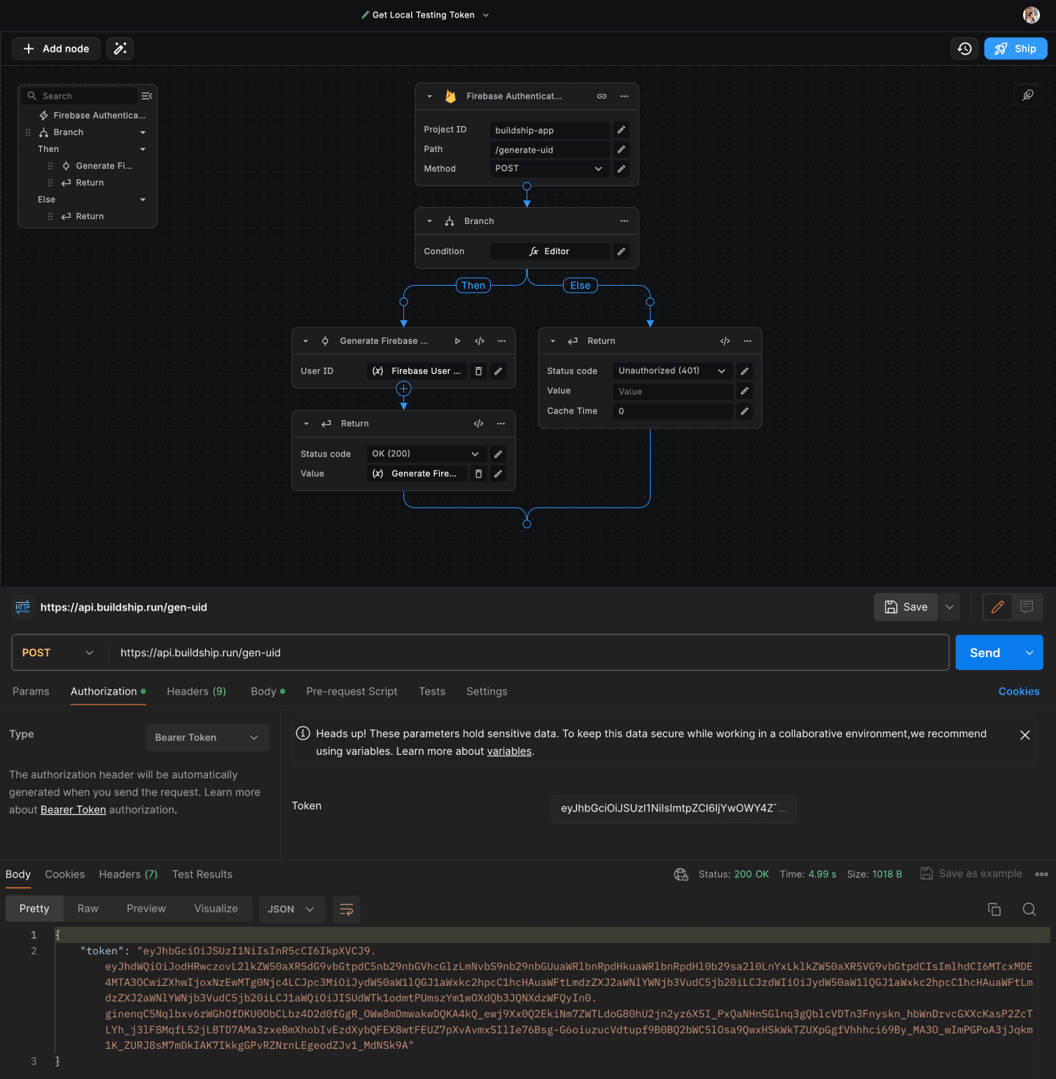 Firebase Authenticated Request Trigger